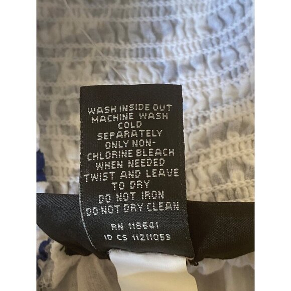 Women's Kalamkari Floral Blue White Striped Shirred Maxi Skirt, Size 14/16, Embe - Picture 8 of 10